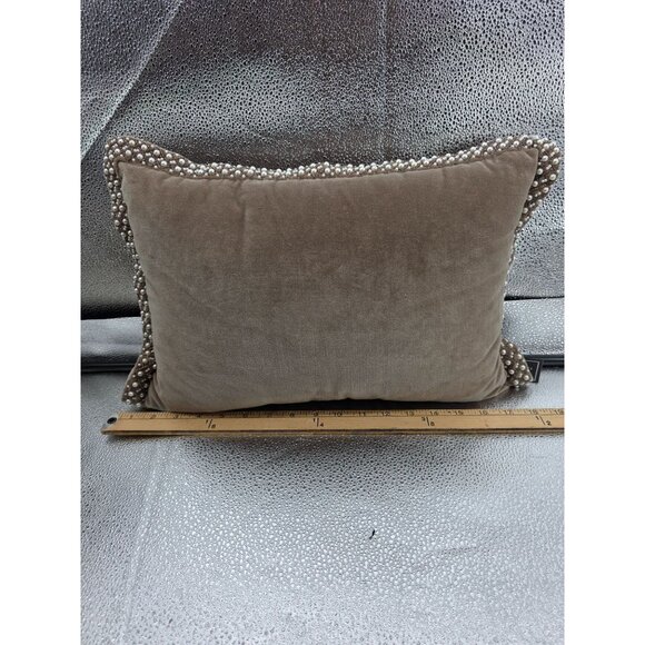 Elie Tahari Home Velvet Beaded Accent Pillow Brown 18"x10" - Picture 7 of 8